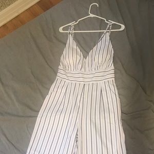Lulu’s White Striped Long Jumpsuit